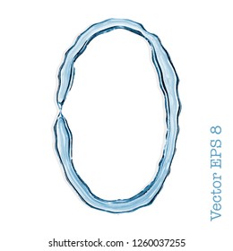 Letter O from clear transparent bluish water droplets. Vector EPS 8.