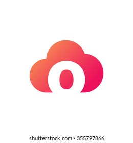 letter o cloud shape icon logo orange red