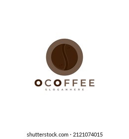 letter o and coffee bean logo design