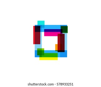 Letter O Colorful Overlay Irregular Break Shape Vector Logo Design Element