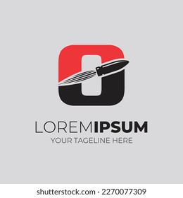 Combinación de letra O con diseño de vectores con logotipo de bala
