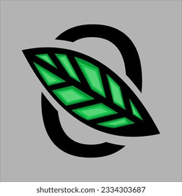 letter O with a combination of leaves