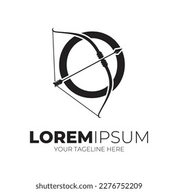 Letter O Combine Arrow And Bow Logo Designs Vector Illustration Black Color