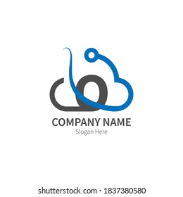 Letter O  combined with cloud technology icon logo illustration