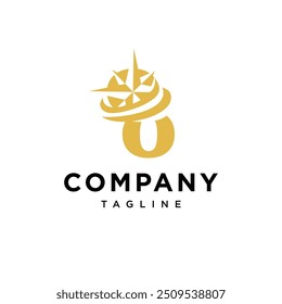 Letra O Vector de icono de logotipo de brújula