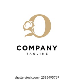 Letter O Cotton Gold Logo Icon vector