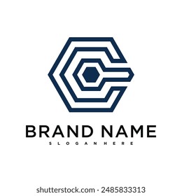 Letter O creative logo design with hexagon lines. Premium Vector