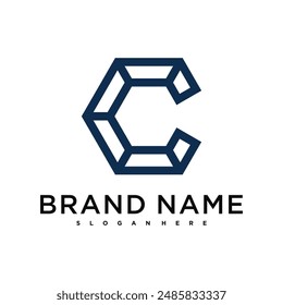 Letter O creative logo design with hexagon lines. Premium Vector