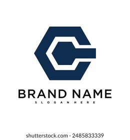 Letter O creative logo design with hexagon lines. Premium Vector