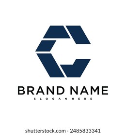 Letter O creative logo design with hexagon lines. Premium Vector