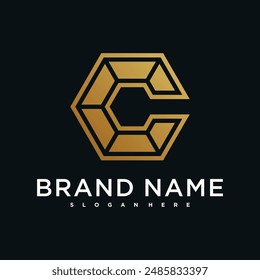 Letter O creative logo design with hexagon lines. Premium Vector