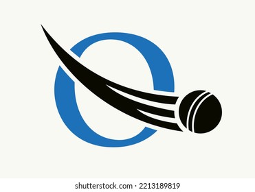 Letter O Cricket Logo Concept With Ball Icon For Cricket Club Symbol Vector Template. Cricketer Sign
