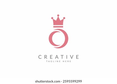 Letter O crown logo design vector template.