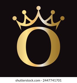 Letter O Crown Logo for Queen Sign, Beauty, Fashion, Star, Elegant, Luxury Symbol	