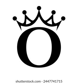 Letter O Crown Logo for Queen Sign, Beauty, Fashion, Star, Elegant, Luxury Symbol	