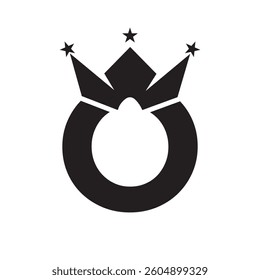 Letter O Crown Logo for Queen Sign, Beauty, Fashion, Elegant, Luxury Symbol. King Logo Sign