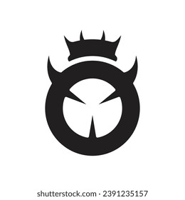 letter o and crown logo.  simple black and white vector.