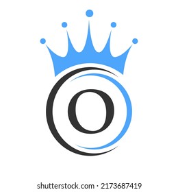 Letter O Crown Logo Template. Royal Crown Logotype Luxury Sign  for Beauty, Fashion, Star, Elegant Symbol