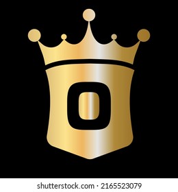 Letter O Crown and Shield Logo Vector Template with Luxury Concept Symbol
