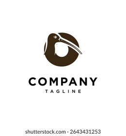 Letter O Curlew bird Logo Icon Vector