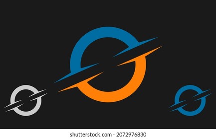 letter o cut simple and elegant with two color choices. flat abstract design logo icon concept