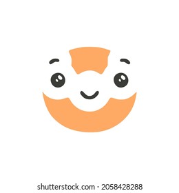 Letter O cute kawaii character isolated on white background, vector clip art.