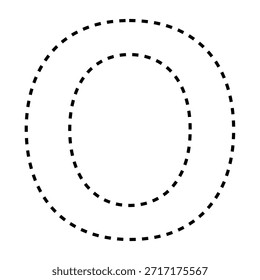 Letter O dashed line outline vector illustration version black