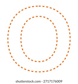 Letra O tracejada linha contorno vetor ilustração versão oranye