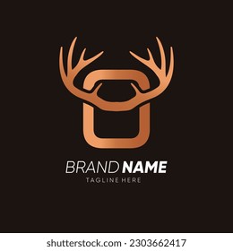 Letter O Deer Antlers Logo Design Vector Icon Graphic Illustration