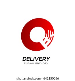 Letter O with Delivery service logo, Fast Speed, Moving and Quick, Digital and Technology for your Corporate identity