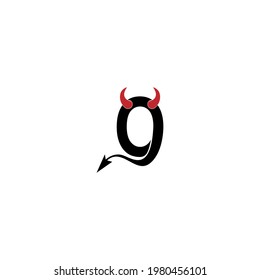 Letter O with devil's horns and tail icon logo design vector template