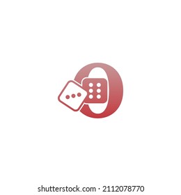 Letter O with dice two icon logo template vector