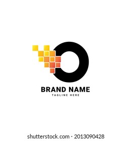 Letter O digital pixel modern gradient technology vector logo design