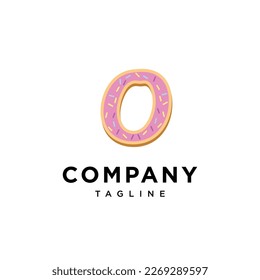 Letter O Donut cake icon logo template