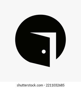 Letter O Door Logo Design Combined With Minimal Open Door Icon Vector Template