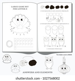 Letter O. Dot to dot educational game for kids.