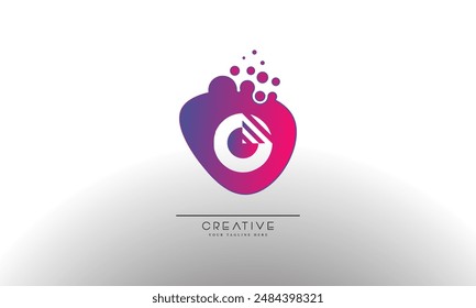 Letra O con puntos y burbujas. Plantilla de diseño de logotipo de limpieza