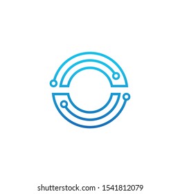 Letter O with Dots and Lines logotype,Fast Speed, Delivery, Digital and Technology for your Corporate identity