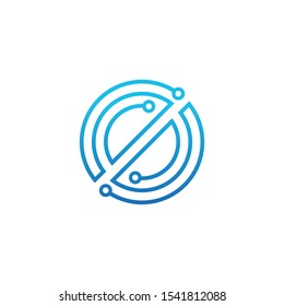Letter O with Dots and Lines logotype,Fast Speed, Delivery, Digital and Technology for your Corporate identity