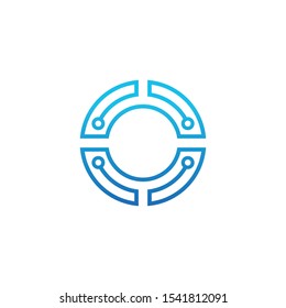 Letter O with Dots and Lines logotype,Fast Speed, Delivery, Digital and Technology for your Corporate identity