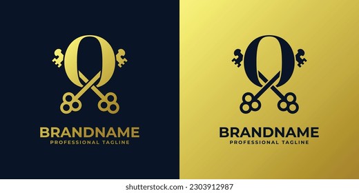 Letter O With Double Key Logo, suitable for any business related to key with O initial.