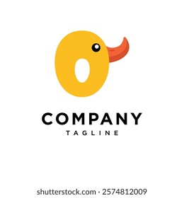 Letter O Duck Cute Logo Icon Vector