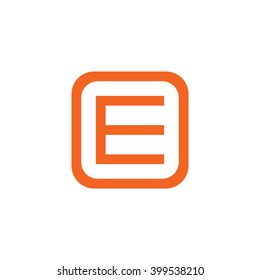 letter O and E monogram square shape logo, letter E with rounded square frame logo orange