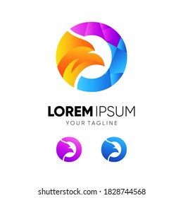 Letter O Eagle Colorful Logo Design Vector