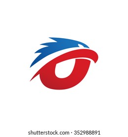 letter O eagle head red blue logo