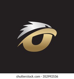 letter O eagle head silver gold logo black background