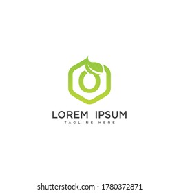 Letter O eco leaf logo icon design template elements