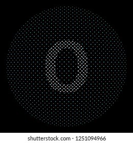 Letter O effect halftone symbol particles technology and communications vector