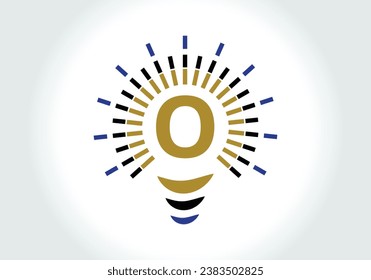 Letter O Electric Bulb Logo Design Vector Template. Light Bulb with letter Logotype Sign Symbol