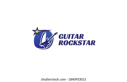 letter O electric guitar alphabet logo